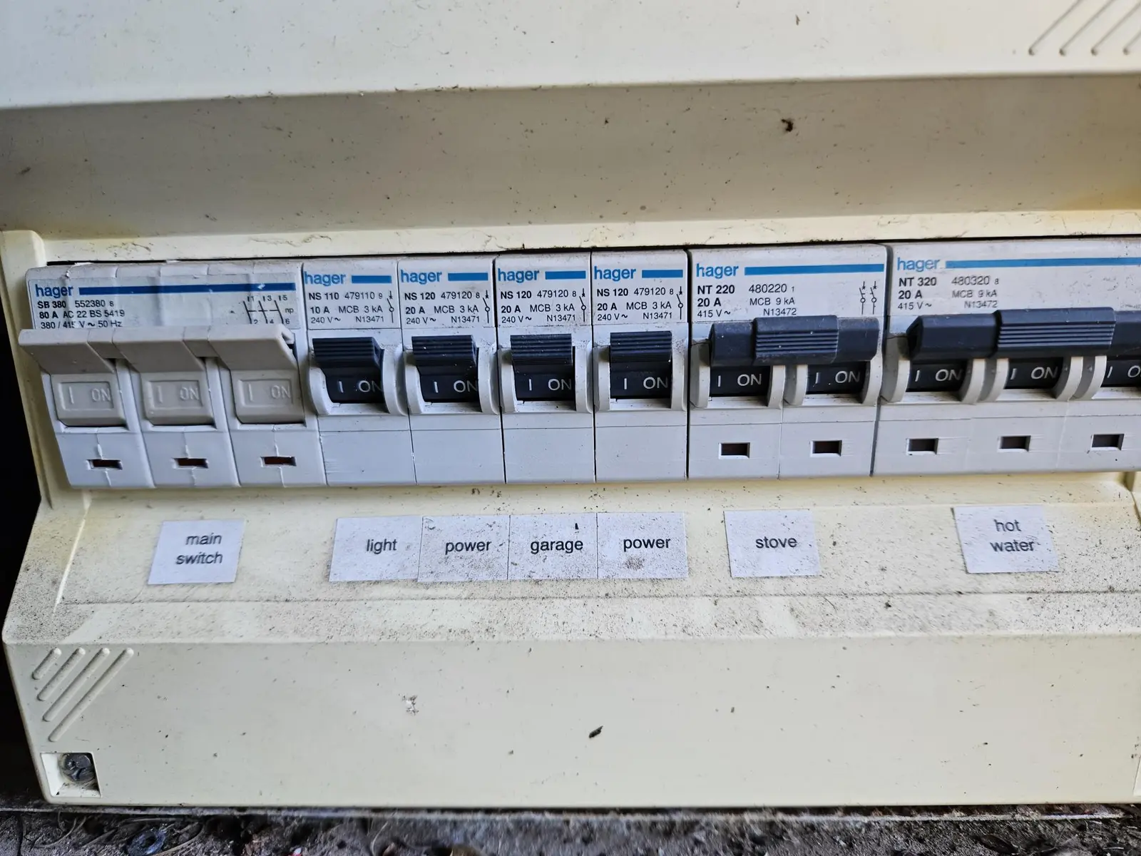Existing 12-pole switchboard in Gladesville before the upgrade